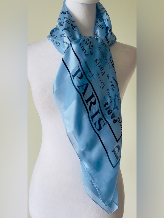 Accessories - Light Blue 'Paris' Silk-Feel Scarf - Women's Accessory